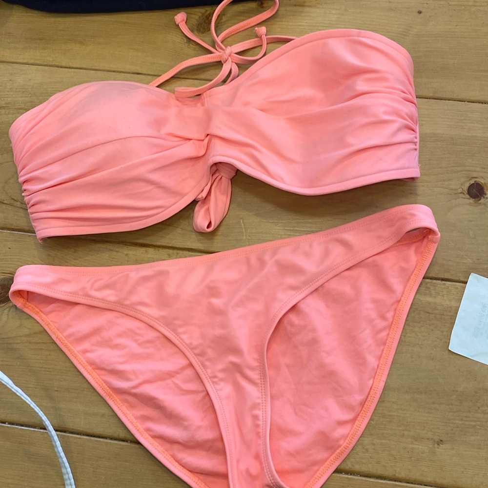 Bright coral orange 2 piece bikini swimsuit